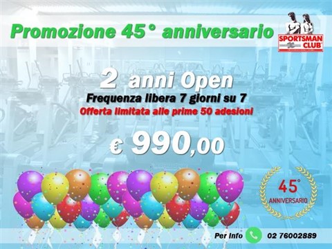 OFFERTA 45° ANNIVERSARIO SPORTSMAN CLUB - Offerta Palestra Sportsman Club Mila